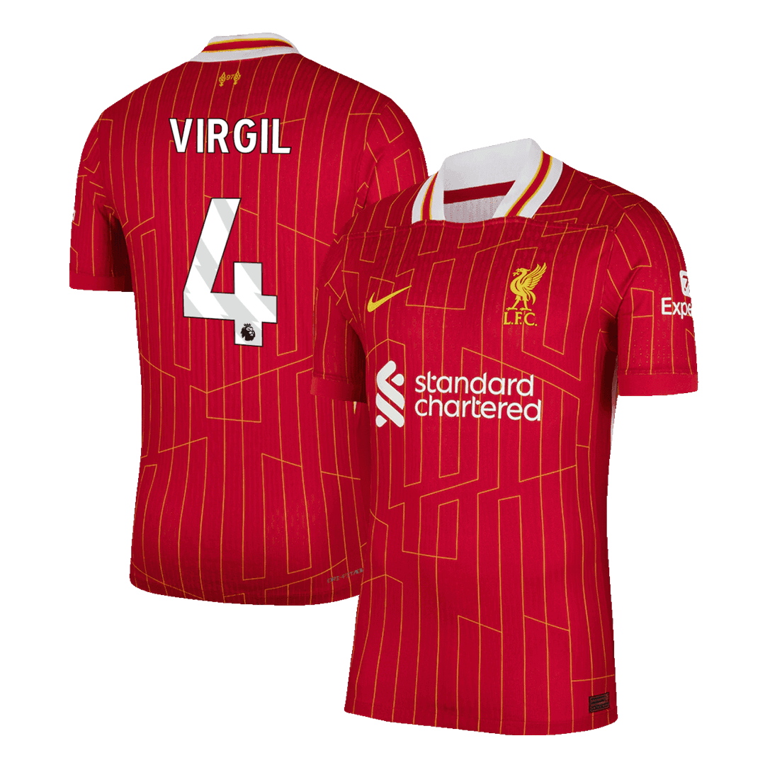Męska Koszulka Domowa Liverpool VIRGIL #4 Wersja Piłkarska 2024/25 - Slim Fit - Topowe Koszulki Pilkarskie Sklep Internetowy
