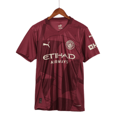 Męska Wysokiej jakości koszulka piłkarska Manchester City Third Away 2024/25 czerwona - Slim Fit - Topowe Koszulki Pilkarskie Sklep Internetowy