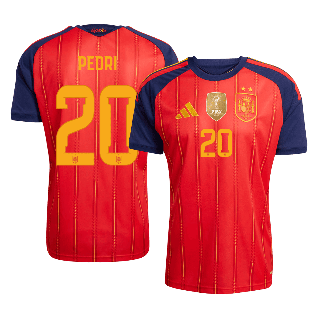 Męska koszulka Hiszpanii Champion Edition domowa PEDRI #20 - Mundial 2026