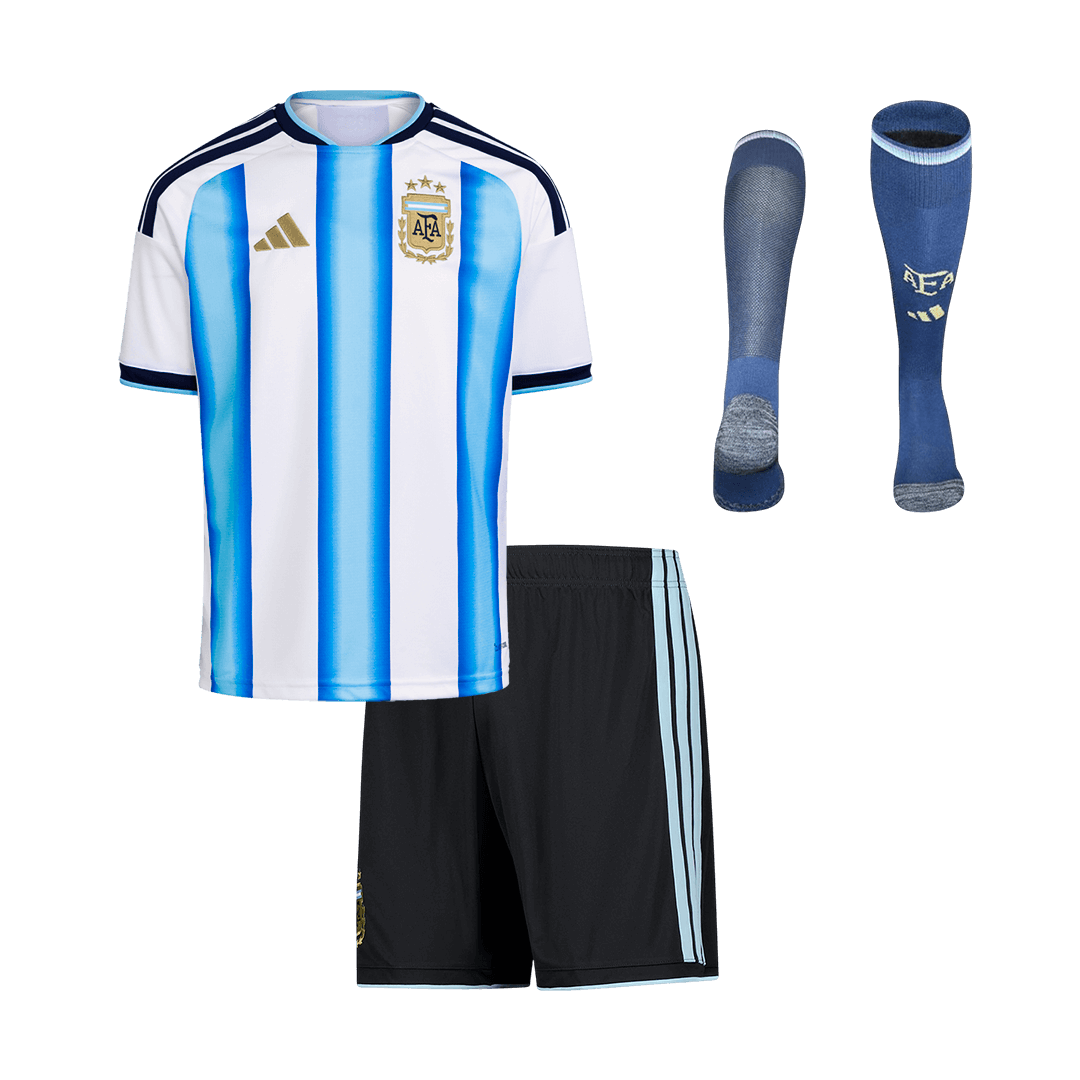 Dziecięcy kompletny strój Argentyny domowy – Mundial 2026 [PREMIUM]