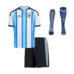 Dziecięcy kompletny strój Argentyny domowy – Mundial 2026 [PREMIUM]