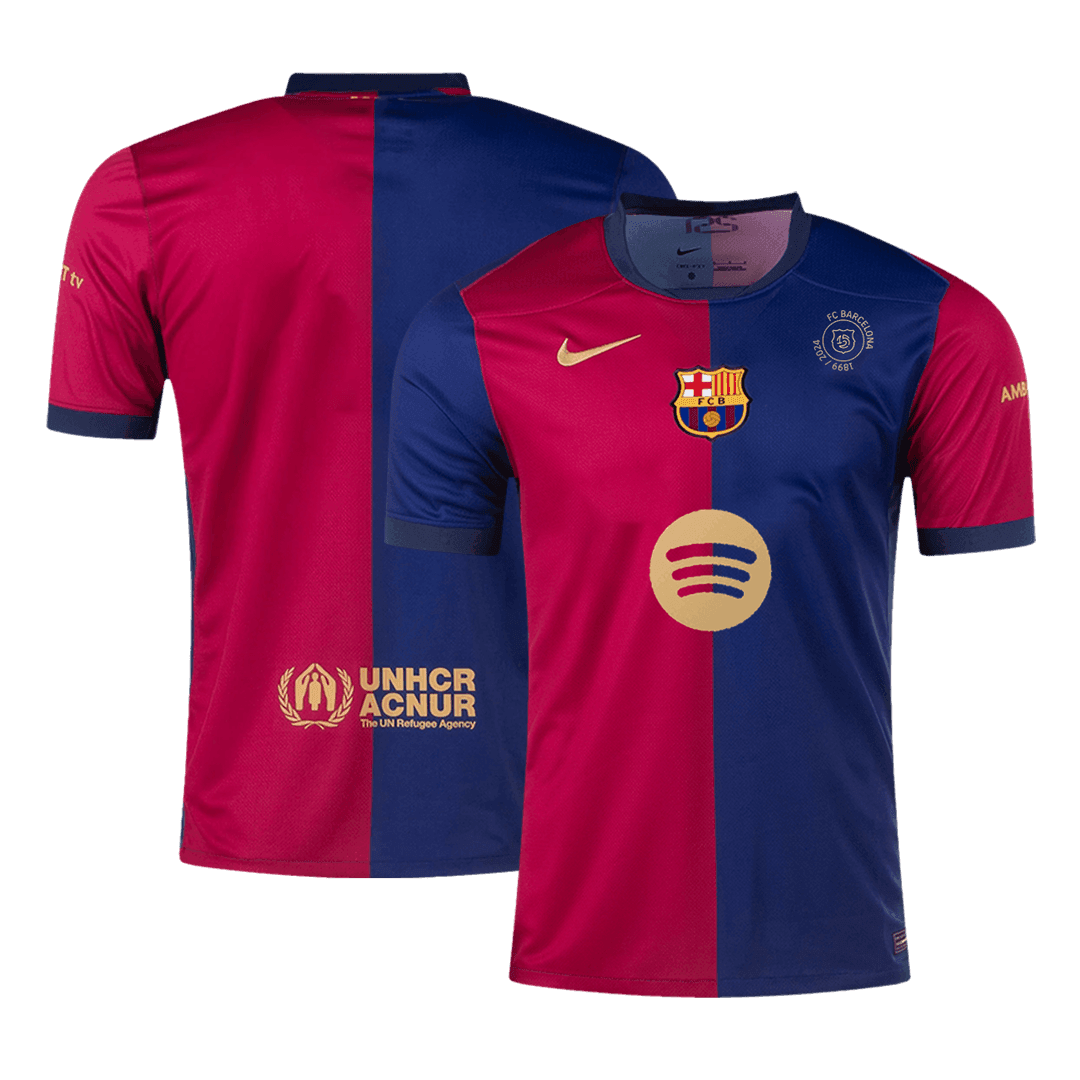 Męska koszulka piłkarska Barcelona Home 2024/25 - 125th Anniversary (Spotify Logo Without Text) - Topowe Koszulki Pilkarskie Sklep Internetowy