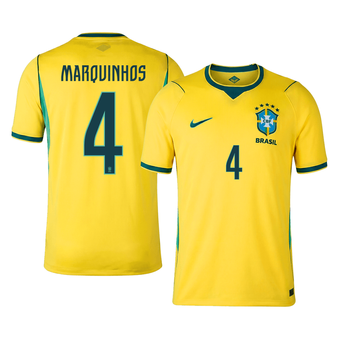 Męska koszulka Brazylii domowa MARQUINHOS #4 - Mundial 2026