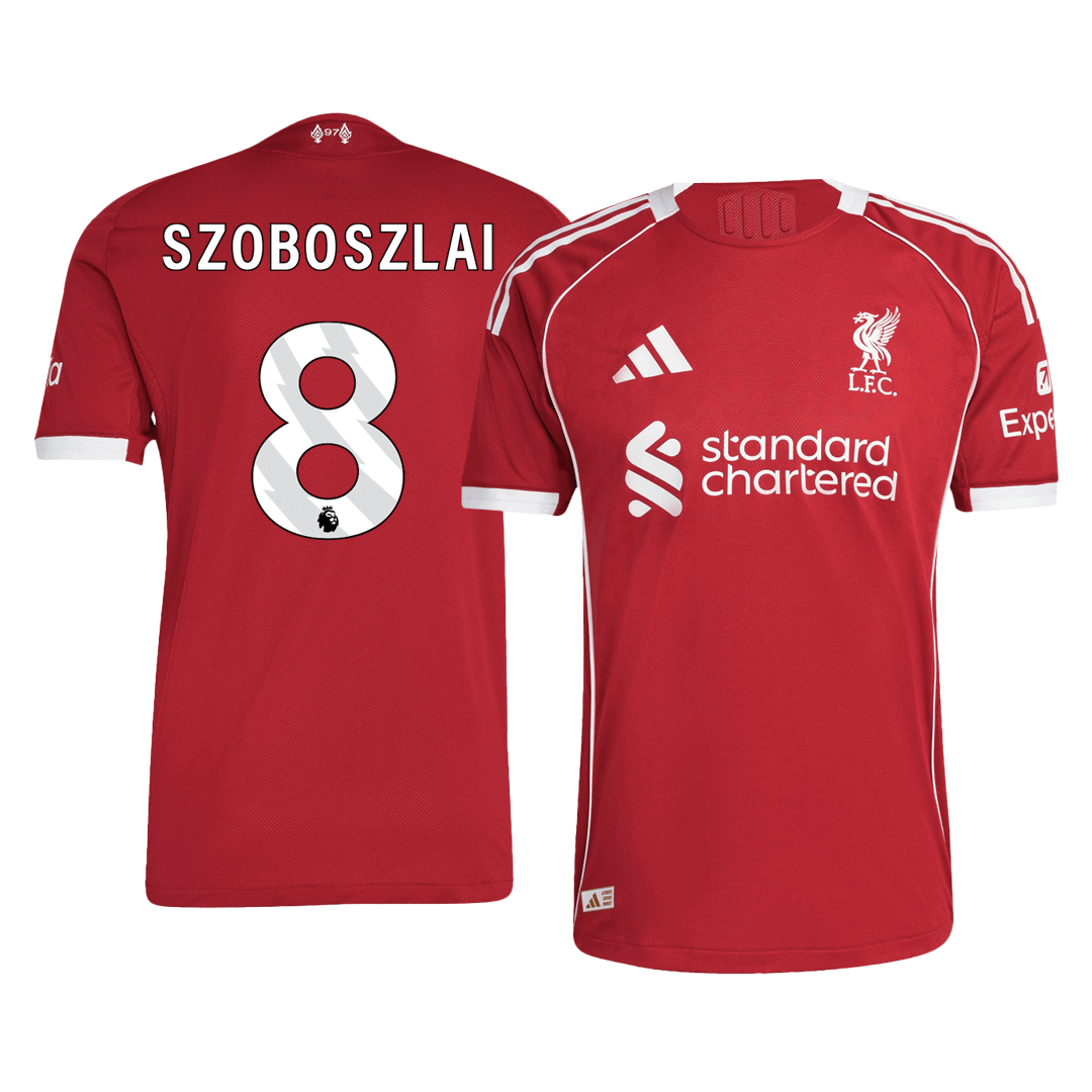 Liverpool SZOBOSZLAI #8 Herren-Heimtrikot 2025/26, Fußballversion – Slim Fit