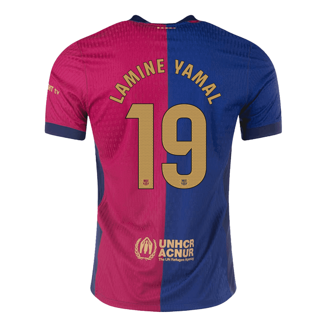Męska Wersja dla zawodnika LAMINE YAMAL #19 Barcelona Home Wysokiej jakości koszulka piłkarska 2024/25 - Slim Fit - Topowe Koszulki Pilkarskie Sklep Internetowy