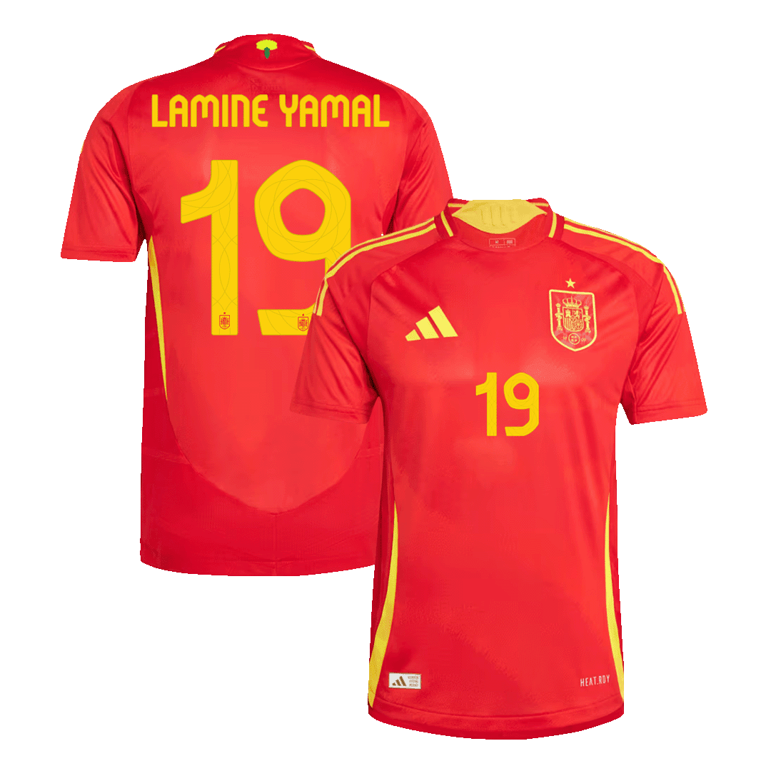 Męska Koszulka Domowa Hiszpania LAMINE YAMAL #19 Wersja Piłkarska EURO 2024 - Slim Fit - Topowe Koszulki Pilkarskie Sklep Internetowy
