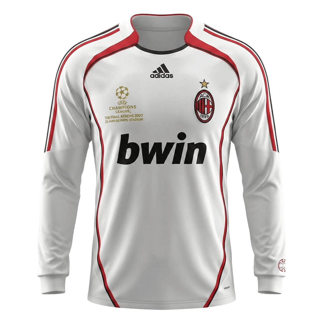 Męska Koszulka Retro Wyjazdowa AC Milan 2006/07 z Długim Rękawem