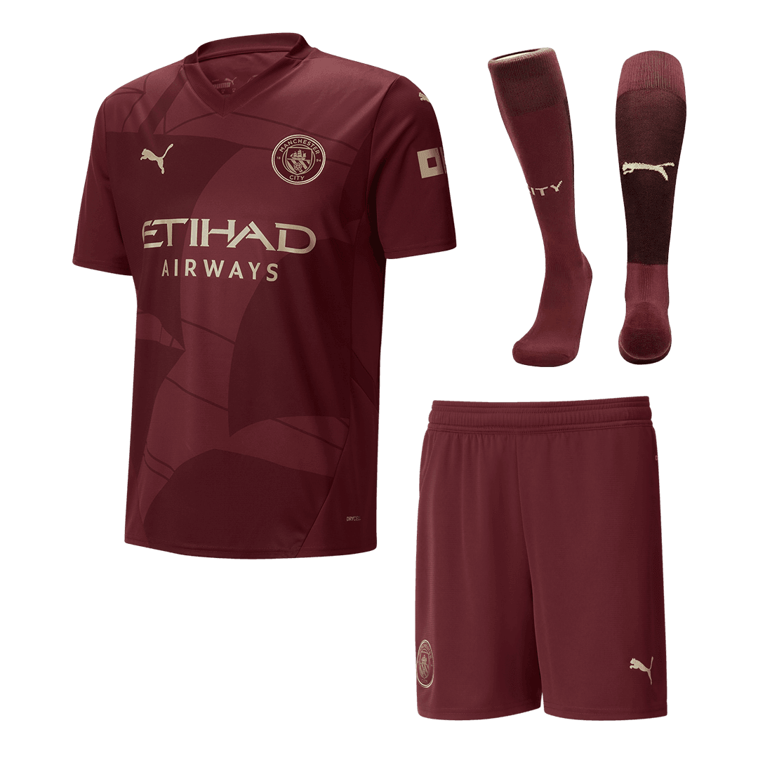 Męska Wysokiej jakości koszulka piłkarska Manchester City Third Away (koszula + spodenki + skarpetki) 2024/25 - Topowe Koszulki Pilkarskie Sklep Internetowy
