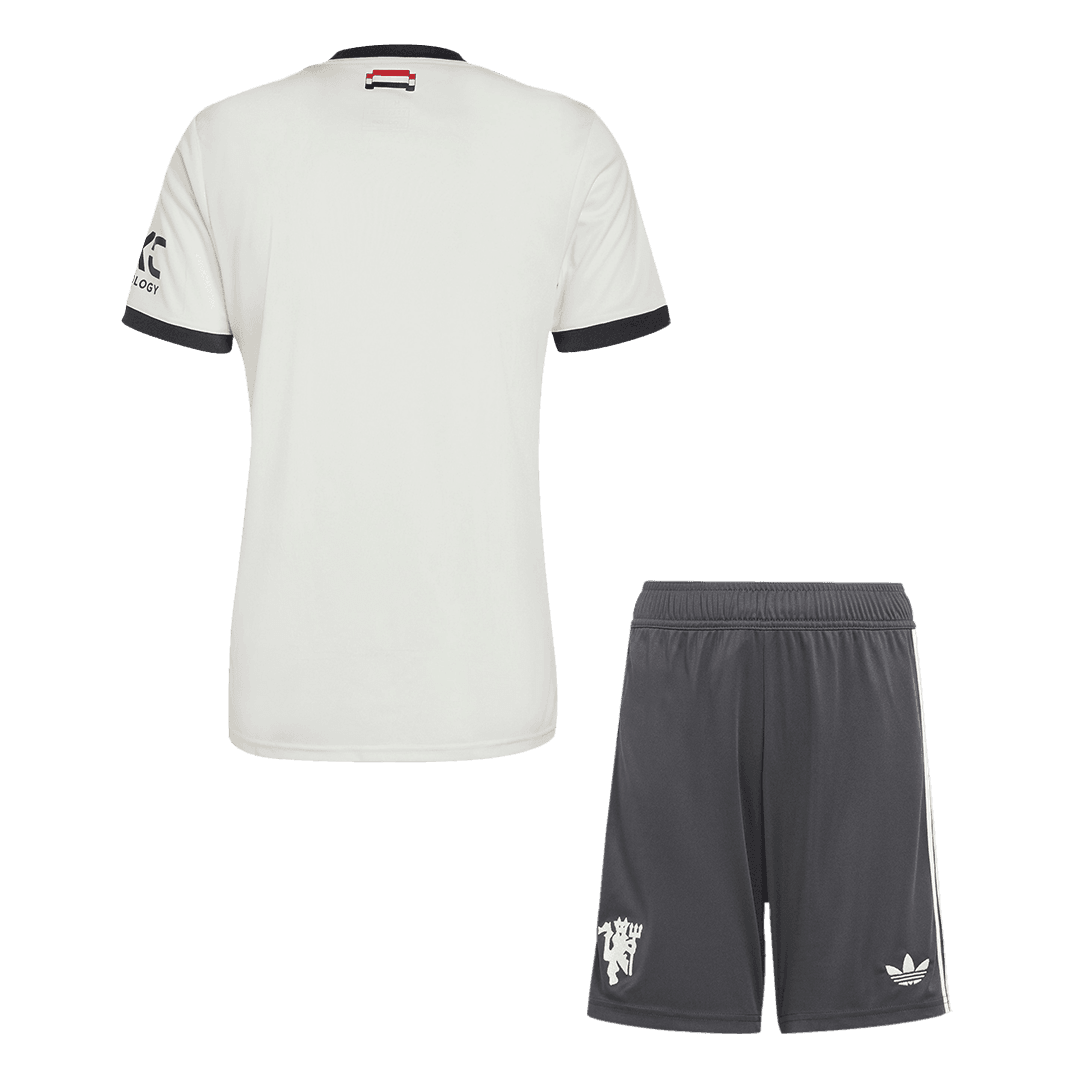 Strój piłkarski Manchester United Trzeci Wyjazdowy (Koszulka + Spodenki) 2024/25 - Topowe Koszulki Pilkarskie Sklep Internetowy