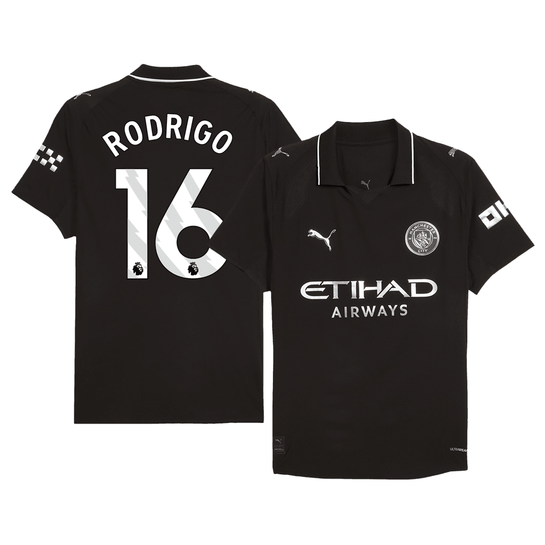 Męska Koszulka Wyjazdowa Manchester City RODRIGO #16 Wersja Piłkarska 2025/26 - Slim Fit - Topowe Koszulki Pilkarskie Sklep Internetowy