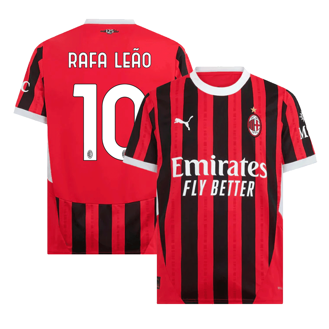 Męska domowa koszulka piłkarska RAFA LEÃO nr 10 AC Milan 2024/25 - Topowe Koszulki Pilkarskie Sklep Internetowy