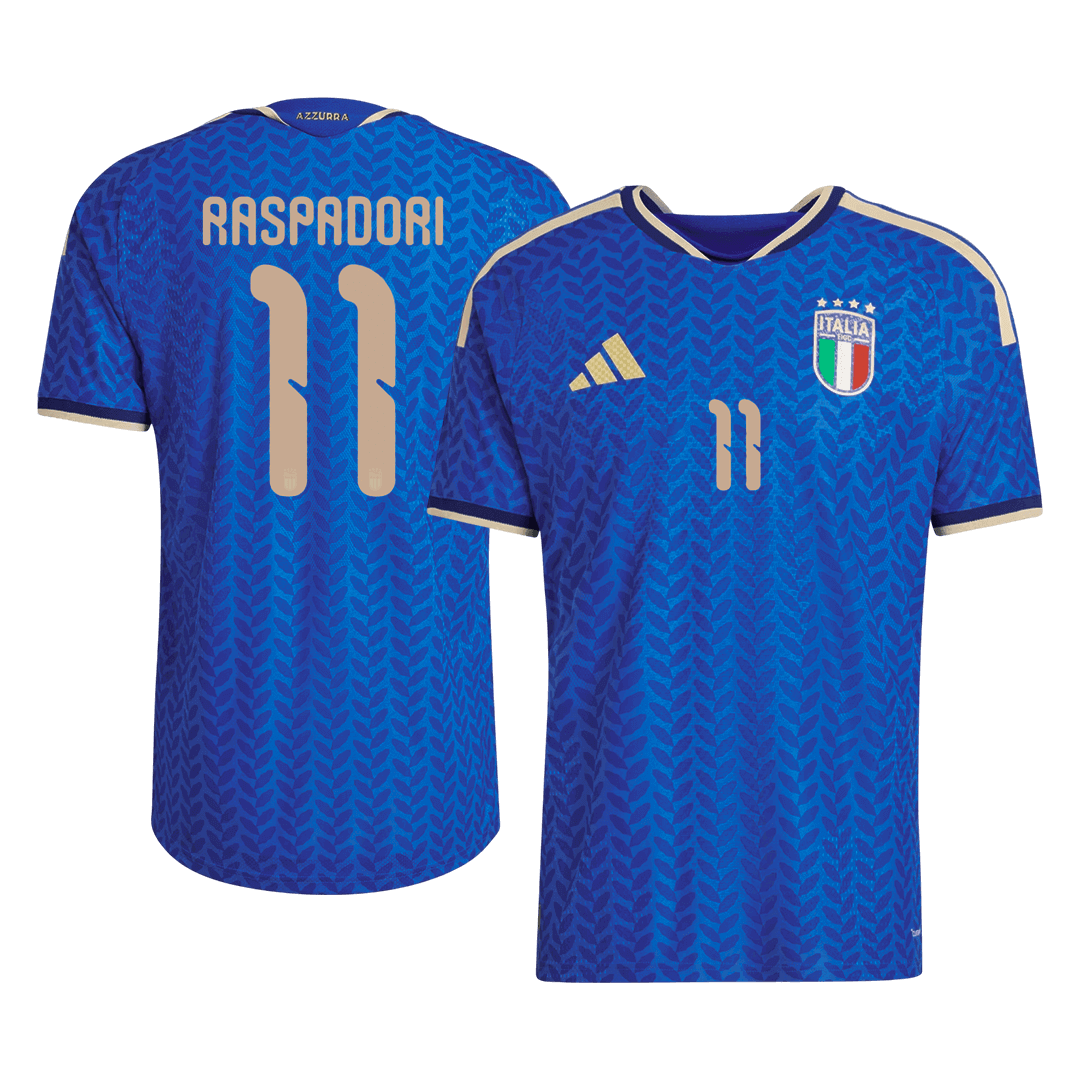 Męska Koszulka Domowa Italy RASPADORI #11 Wersja Piłkarska World Cup 2026 - Slim Fit