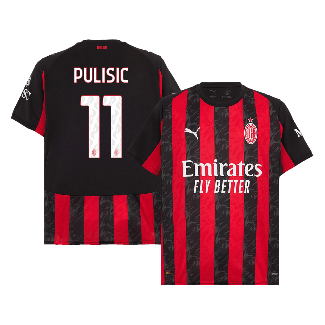 Męska Koszulka Domowa AC Milan PULISIC #11 2025/26 - Topowe Koszulki Pilkarskie Sklep Internetowy