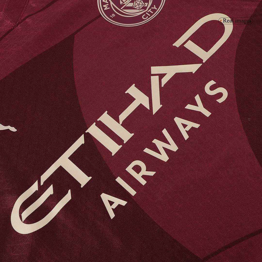 Męska Wysokiej jakości koszulka piłkarska Manchester City Third Away 2024/25 czerwona - Slim Fit - Topowe Koszulki Pilkarskie Sklep Internetowy