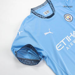 Męska Wysokiej jakości komplet koszulek piłkarskich Manchester City Home (koszula + spodenki + skarpetki) 2024/25 - Topowe Koszulki Pilkarskie Sklep Internetowy