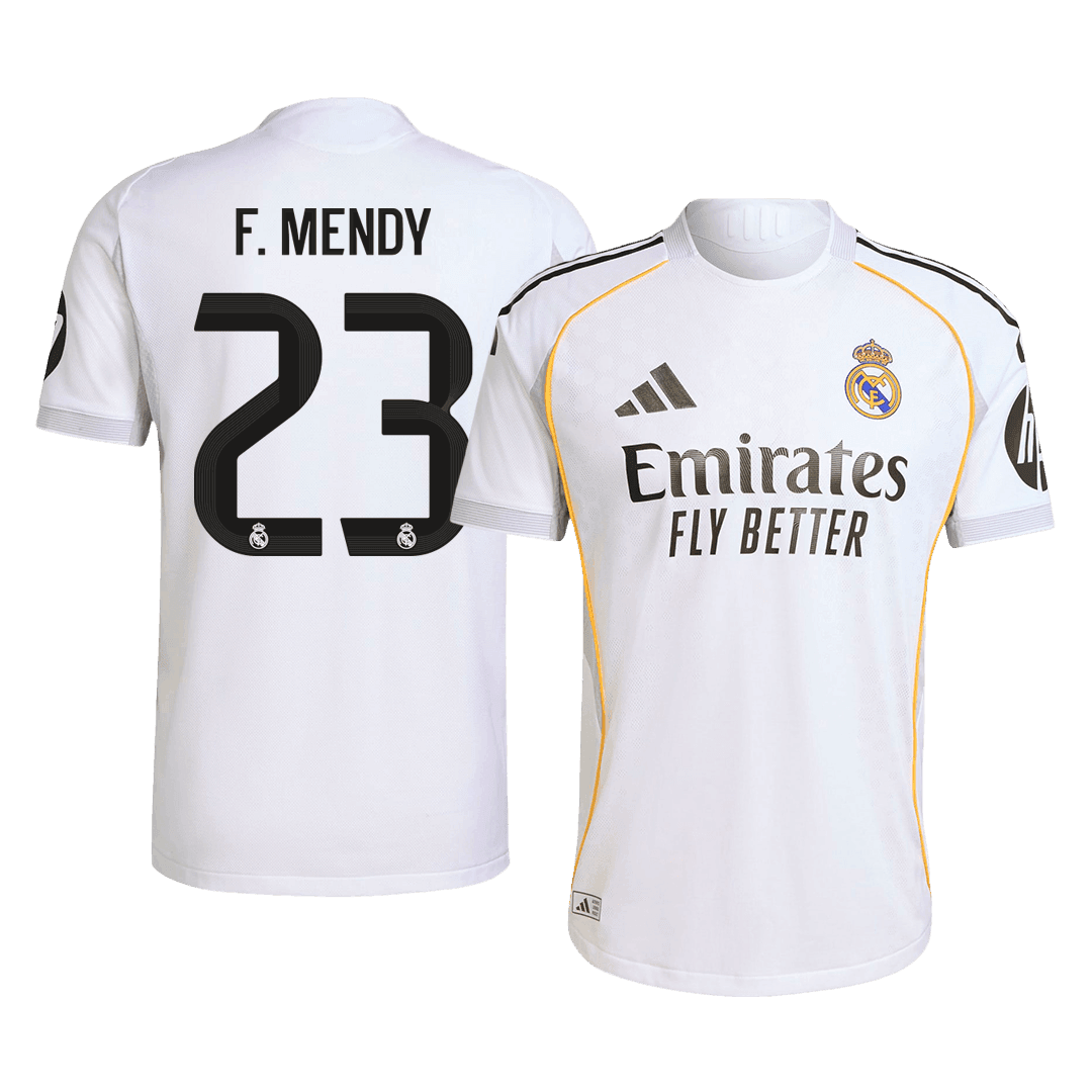 Męska Koszulka Domowa Real Madrid F.MENDY #23 Wersja Piłkarska 2025/26 - Slim Fit - Topowe Koszulki Pilkarskie Sklep Internetowy