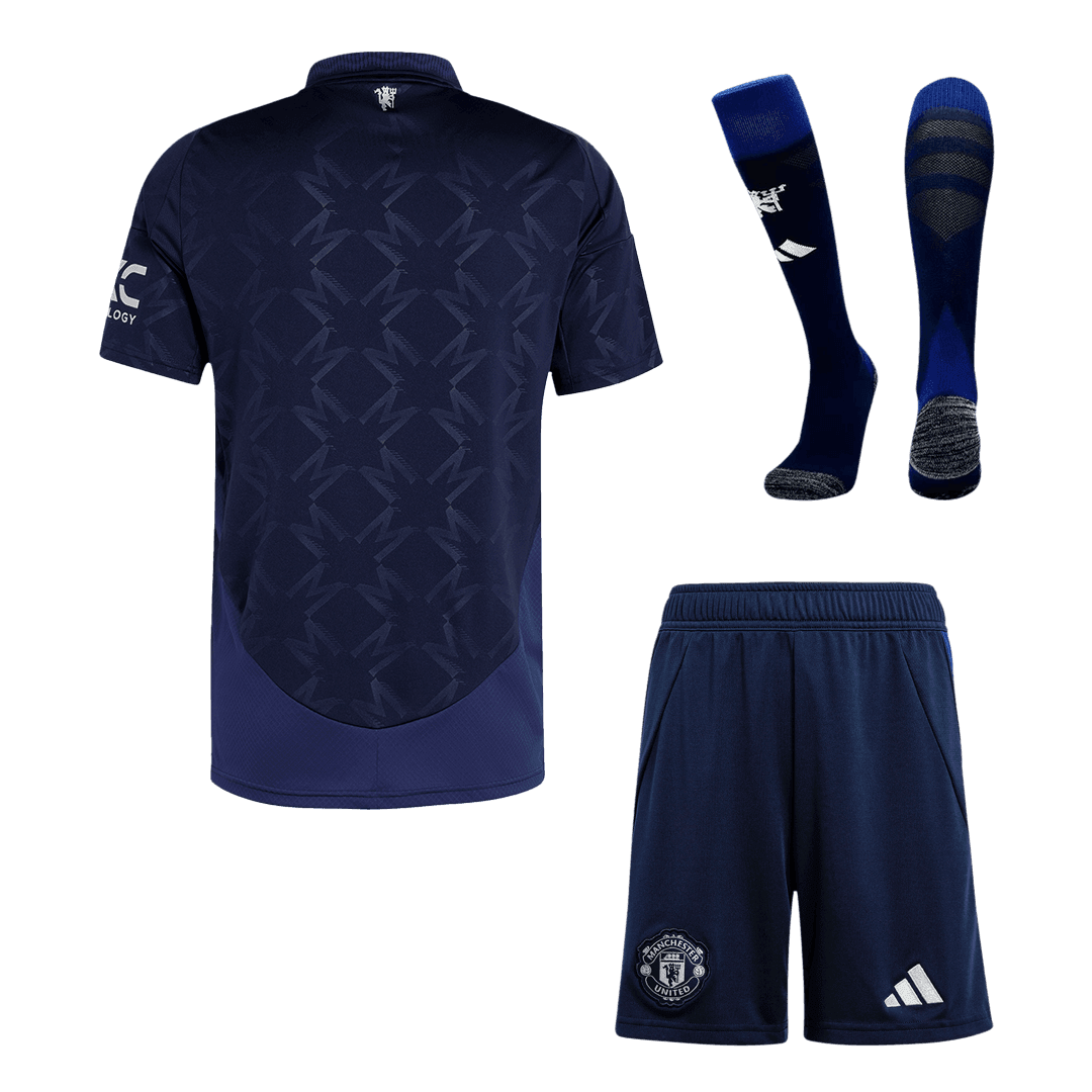 Męski wyjazdowy komplet piłkarski Manchester United (koszula+spodenki+skarpetki) 2024/25 - Topowe Koszulki Pilkarskie Sklep Internetowy