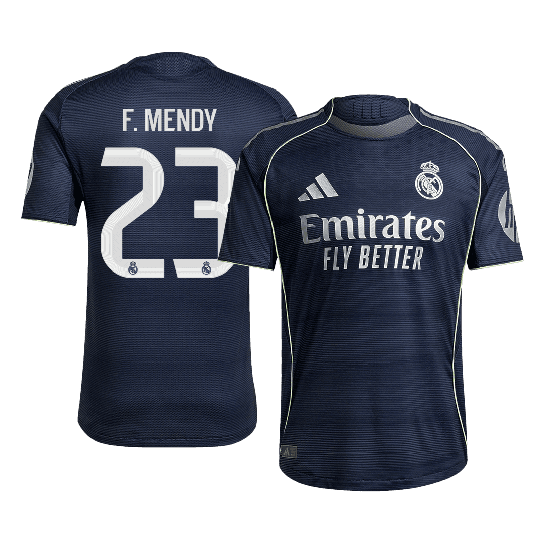 Męska Koszulka Wyjazdowa Real Madrid F.MENDY #23 Wersja Piłkarska 2025/26 - Slim Fit - Topowe Koszulki Pilkarskie Sklep Internetowy