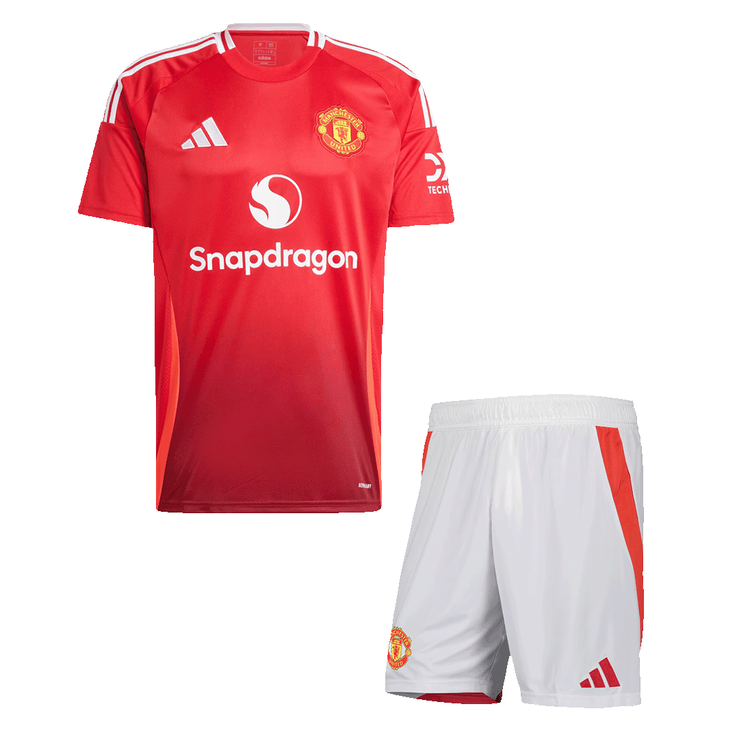 Męski zestaw domowych koszulek piłkarskich Manchester United (koszula + spodenki) 2024/25 - Topowe Koszulki Pilkarskie Sklep Internetowy